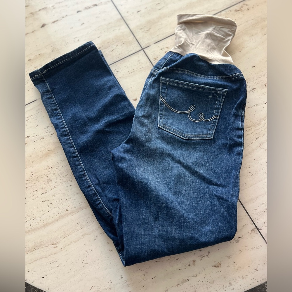 Indigo Blue Maternity Women's Straight Leg Jeans - Distressed